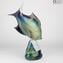 Poisson sur socle - Sculpture en calcédoine - Verre de Murano original Omg