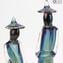 Couple chinois - Sculpture en calcédoine - Verre de Murano original OMG