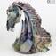 Pferdekopf - Skulptur aus Chalzedon - Original Muranoglas Omg
