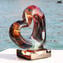 Herz - Skulptur aus Chalzedon - Original Muranoglas