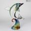 Dauphin sautant - Sculpture en calcédoine - Verre de Murano original Omg