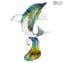 Springender Delphin - Skulptur aus Chalzedon - Original Murano Glass Omg