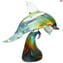 Dolphin on base - Sculpture in chalcedony - Original Murano glass Omg