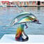 Dolphin on base - Sculpture in chalcedony - Original Murano glass Omg