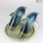 Dolphins - Sculpture in chalcedony - Original Murano glass OMG