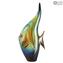 Tropical Fish Moon - Sculpture in chalcedony - Original Murano Glass