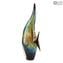 Tropical Fish Moon - Sculpture in chalcedony - Original Murano Glass