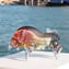 Taureau - Sculpture en calcédoine - Verre de Murano original OMG