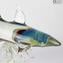 Requin sur socle - Sculpture en calcédoine - Verre de Murano original OMG