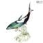 Shark on base - Sculpture in chalcedony - Original Murano glass OMG