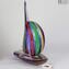 Sail boat Mix colored Cannes in Blue - Sculpture - Murano glass