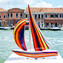 Sail boat Mix colored Cannes in Red - Sculpture - Murano glass