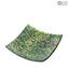 Square Plate - Green Gold - Original Murano Glass OMG