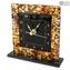 Table Desk Shelf Table Clock - Amber - Murano Glass watch