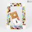 Porta foto Fantasy cornice Bianca con Murrine Millefiori - vetro fusione