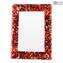 Fotorahmen Fantasie - Rotes Glas und goldenes Blatt - Original Murano Glas OMG