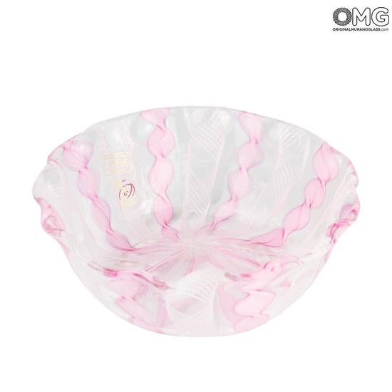 Bowl Dish Filigree Pink Murano Glass Bowl