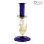 Classic Venetian Blue Candle Holder - Murano Glass