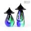Chinese Small Couple Green & Blue - Ethnic Figures - Murano Glass