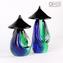 Chinese Small Couple Green & Blue - Ethnic Figures - Murano Glass
