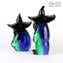 Petit Couple Mexicain Vert & Bleu - Figures Ethniques - Verre de Murano