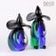 Pareja mexicana pequeña verde y azul - Figuras étnicas - Cristal de Murano