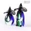 Casal Pequeno Mexicano Verde & Azul - Figuras Étnicas - Vidro Murano