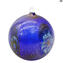 Christmas Ball - Blue Millefiori Fantasy - Murano Glass Xmas