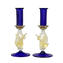 Lot de 2 bougeoirs classiques vénitiens bleus - Verre de Murano