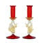 Lot de 2 bougeoirs rouges vénitiens classiques - Verre de Murano