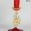 Set of 2 Classic Venetian Red Candle Holders - Murano Glass