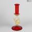 Set of 2 Classic Venetian Red Candle Holders - Murano Glass