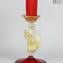 Set of 2 Classic Venetian Red Candle Holders - Murano Glass