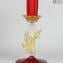 Set of 2 Classic Venetian Red Candle Holders - Murano Glass