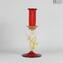 Classic Venetian Red Candle Holder - Murano Glass 