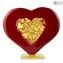 Heart Love - Vidro vermelho com ouro puro - Vidro Murano Original Omg