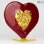 Heart Love - Vidro vermelho com ouro puro - Vidro Murano Original Omg