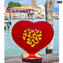 Heart Love - Vidro vermelho com ouro puro - Vidro Murano Original Omg