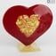 Heart Love - Vidro vermelho com ouro puro - Vidro Murano Original Omg