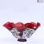 Drop Bowl Murrine Millefiori-紅色玻璃和銀色