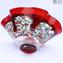 Drop Bowl Murrine Millefiori-紅色玻璃和銀色