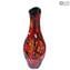 Vaso vermelho - efeitos multicoloridos - vidro Murano original OMG