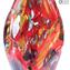 مزهرية حمراء - تأثيرات متعددة الألوان - زجاج مورانو الأصلي OMG