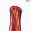 Vaso vermelho - efeitos multicoloridos - vidro Murano original OMG