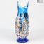 Orchidea Vaso Azzurro in vetro di Murano e millefiori