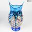 Orchidea Light Blue - Flowers Vase -  Murano glass Millefiori