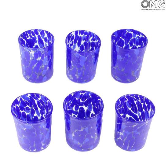 Set Of 6 Drinking Glasses Blue Limoncello Original Murano Glass