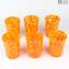 Set of 6 Drinking glasses Orange Limoncello - Original Murano Glass 