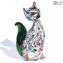 Chat Millefiori Vert - Verre de Murano Original OMG