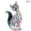 Chat Millefiori Vert - Verre de Murano Original OMG